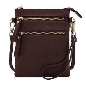 2098 Faux Leather Organizer Multi Zipper Pockets Handbag With Detachable